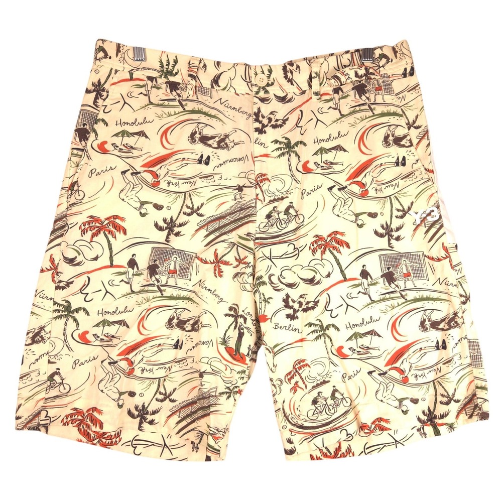Y-3 Yohji Yamamoto Adidas Mens Graphic‎ Print Shorts Beige S89507 Size L